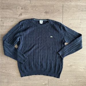 Lacoste Cotton Cableknit Sweater in Navy Size L